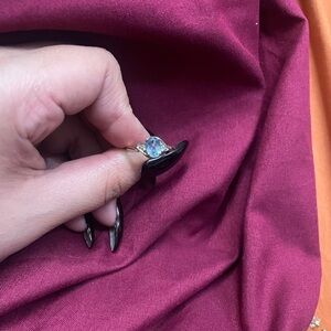 Ring Gold Band with Blue Gemstone